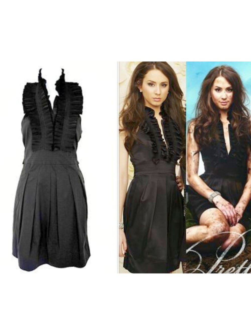 BCBGMAXAZRIA Dress Black Ruffle Halter Mini Pleated Cocktail Dress Size 0 - Picture 1 of 8